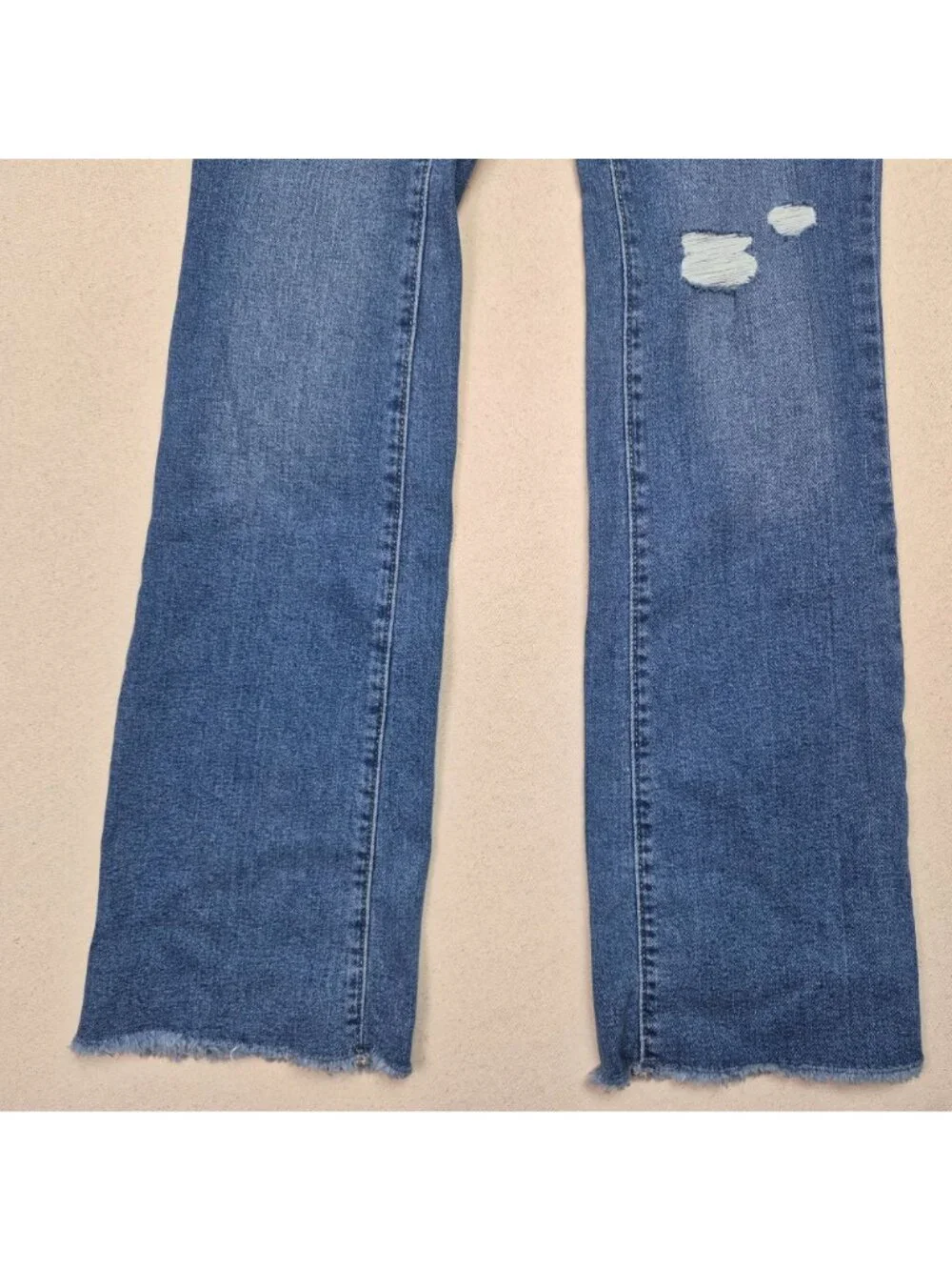 Old Navy Juniors Distressed High Rise Flare Adjustable Blue Jeans Sz 26/28 NWT